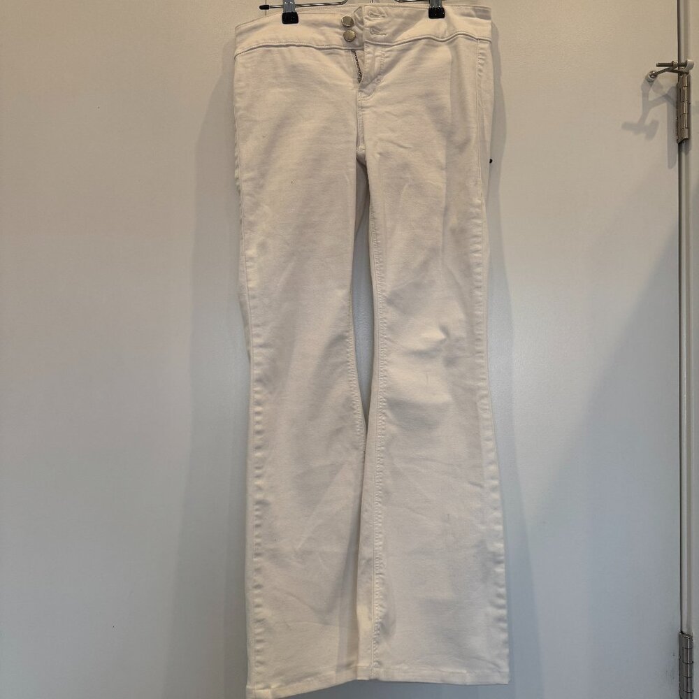 Topshop Low-Waist Joni Flare Jeans – White – Size W28 L30 (Hemmed to 28")